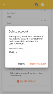 Image that shows the last step to delete the user account